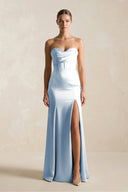 Sheath Sweetheart Corset Satin Bridesmaid Dress in Ice - KISS BRIDAL Bridesmaid Dresses