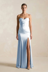 Sheath Sweetheart Corset Satin Bridesmaid Dress in Ice - KISS BRIDAL Bridesmaid Dresses