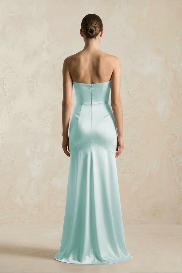 Sheath Sweetheart Corset Satin Bridesmaid Dress in Mist - KISS BRIDAL Bridesmaid Dresses
