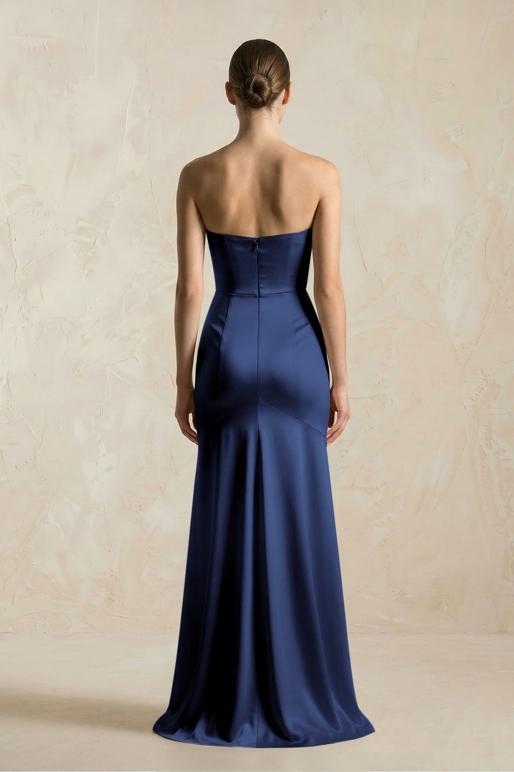 Sheath Sweetheart Corset Satin Bridesmaid Dress in Navy - KISS BRIDAL Bridesmaid Dresses