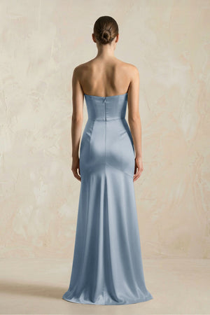 Sheath Sweetheart Corset Satin Bridesmaid Dress in Neptune - KISS BRIDAL Bridesmaid Dresses