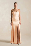 Sheath Sweetheart Corset Satin Bridesmaid Dress in Pale Blush - KISS BRIDAL Bridesmaid Dresses