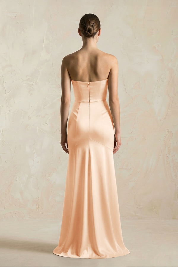 Sheath Sweetheart Corset Satin Bridesmaid Dress in Pale Blush - KISS BRIDAL Bridesmaid Dresses