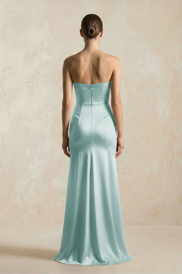 Sheath Sweetheart Corset Satin Bridesmaid Dress in Sage - KISS BRIDAL Bridesmaid Dresses