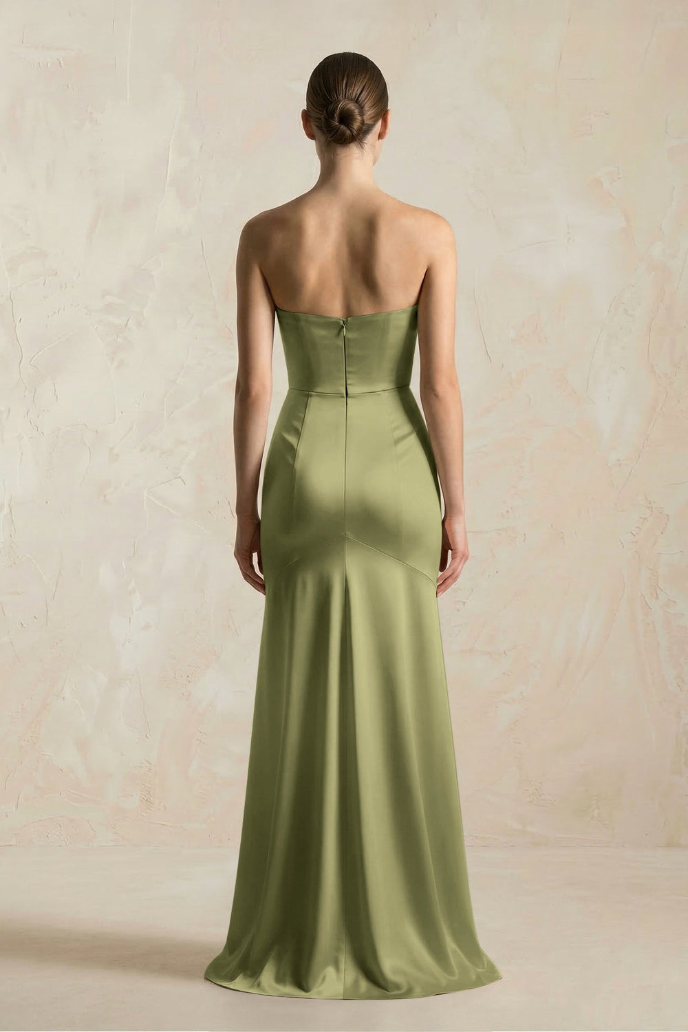 Sheath Sweetheart Corset Satin Bridesmaid Dress in Thyme - KISS BRIDAL Bridesmaid Dresses