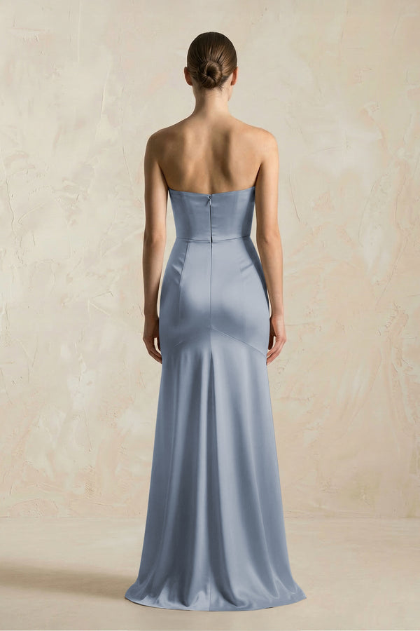 Sheath Sweetheart Corset Satin Bridesmaid Dress in Twilight - KISS BRIDAL Bridesmaid Dresses