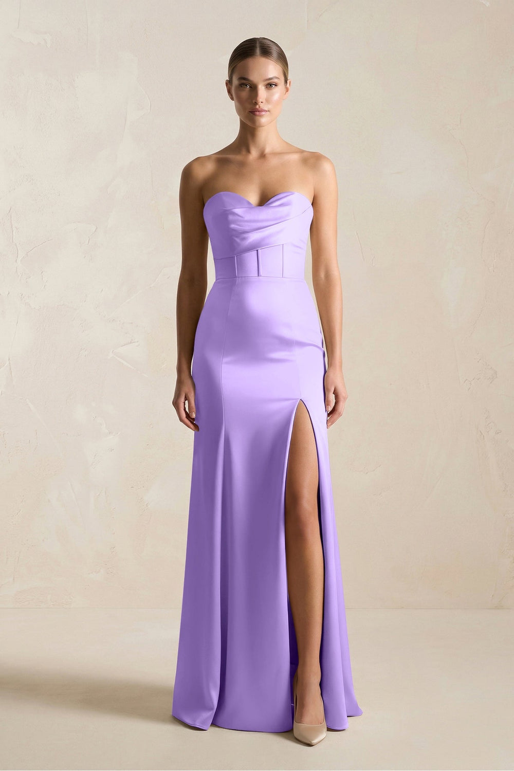 Sheath Sweetheart Corset Satin Bridesmaid Dress in Vintage Mauve - KISS BRIDAL Bridesmaid Dresses