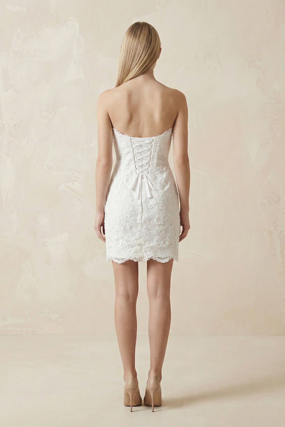Sheath Sweetheart Lace Wedding Dress in White - KISS BRIDAL Wedding Dresses