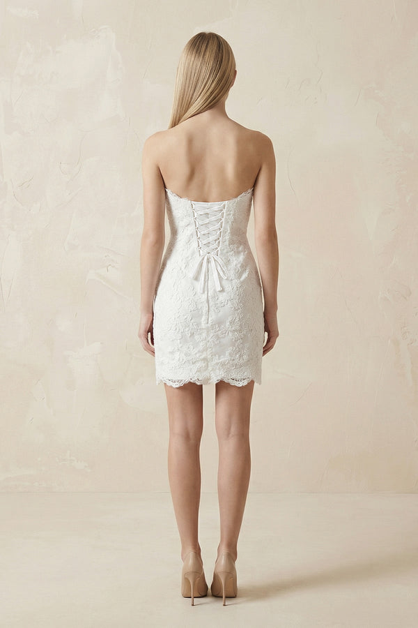 Sheath Sweetheart Lace Wedding Dress in White - KISS BRIDAL Wedding Dresses
