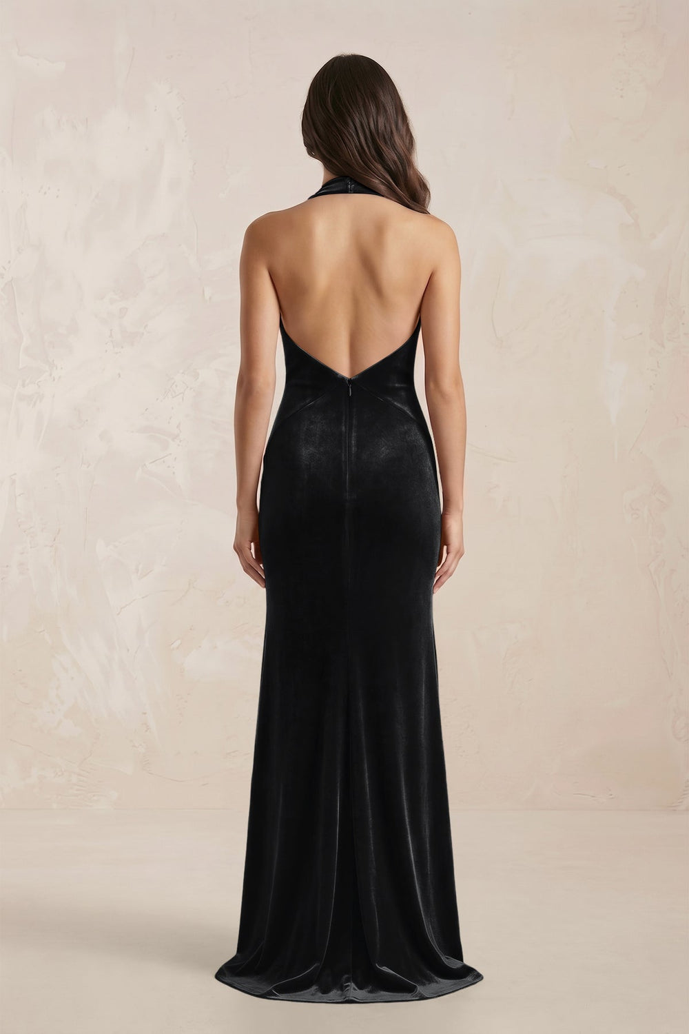 Sheath Velvet V - Neck Bridesmaid Dress in Black - KISS BRIDAL Bridesmaid Dresses