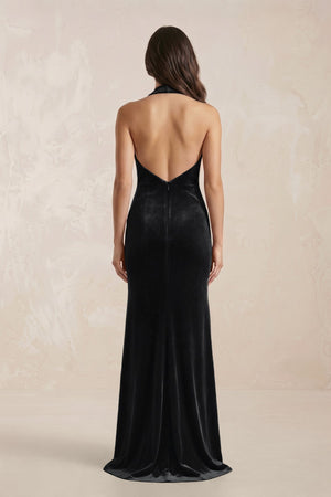 Sheath Velvet V - Neck Bridesmaid Dress in Black - KISS BRIDAL Bridesmaid Dresses