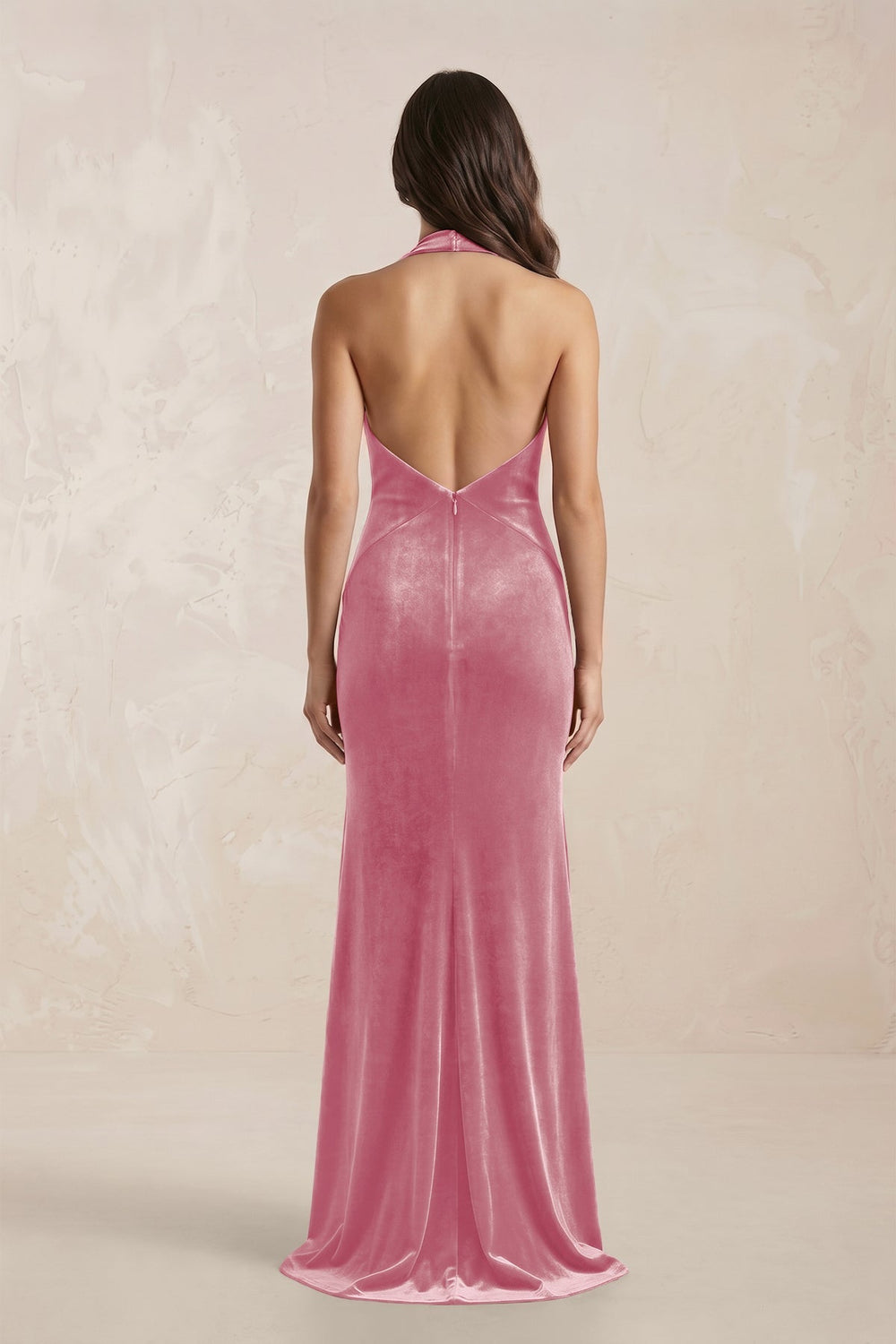 Sheath Velvet V - Neck Bridesmaid Dress in Blush Pink - KISS BRIDAL Bridesmaid Dresses