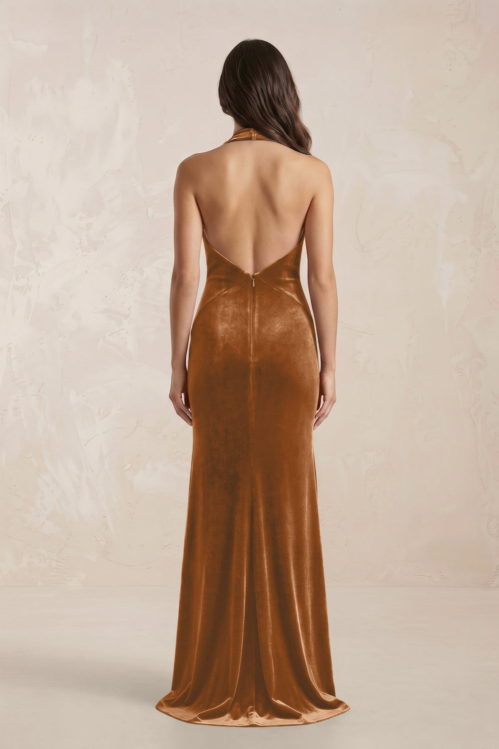 Sheath Velvet V - Neck Bridesmaid Dress in Brown - SHE IS ME Bridesmaid Dresses