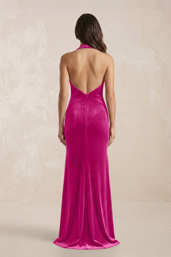 Sheath Velvet V - Neck Bridesmaid Dress in Desert Rose - KISS BRIDAL Bridesmaid Dresses