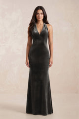 Sheath Velvet V - Neck Bridesmaid Dress in Frost - KISS BRIDAL Bridesmaid Dresses