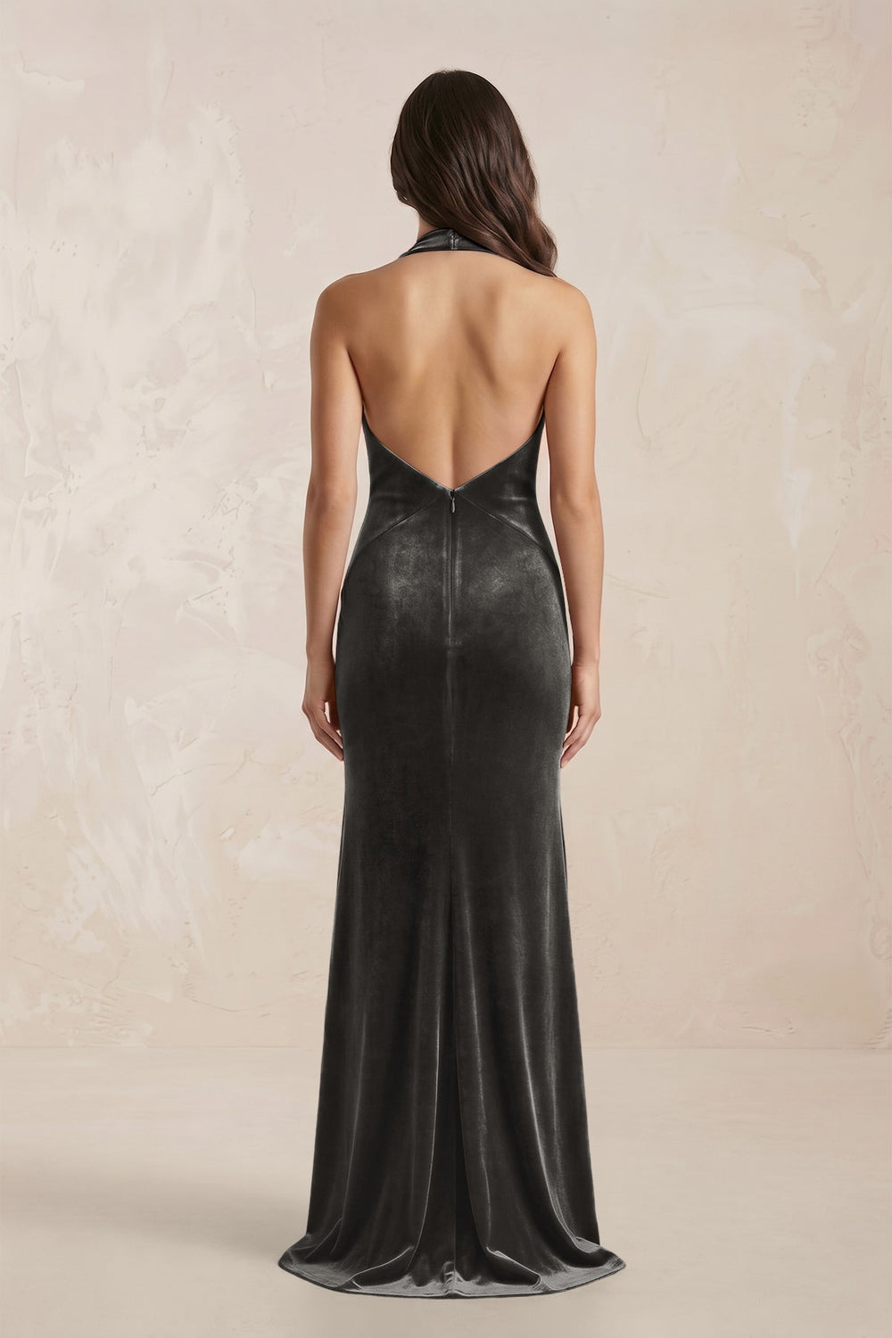 Sheath Velvet V - Neck Bridesmaid Dress in Frost - KISS BRIDAL Bridesmaid Dresses