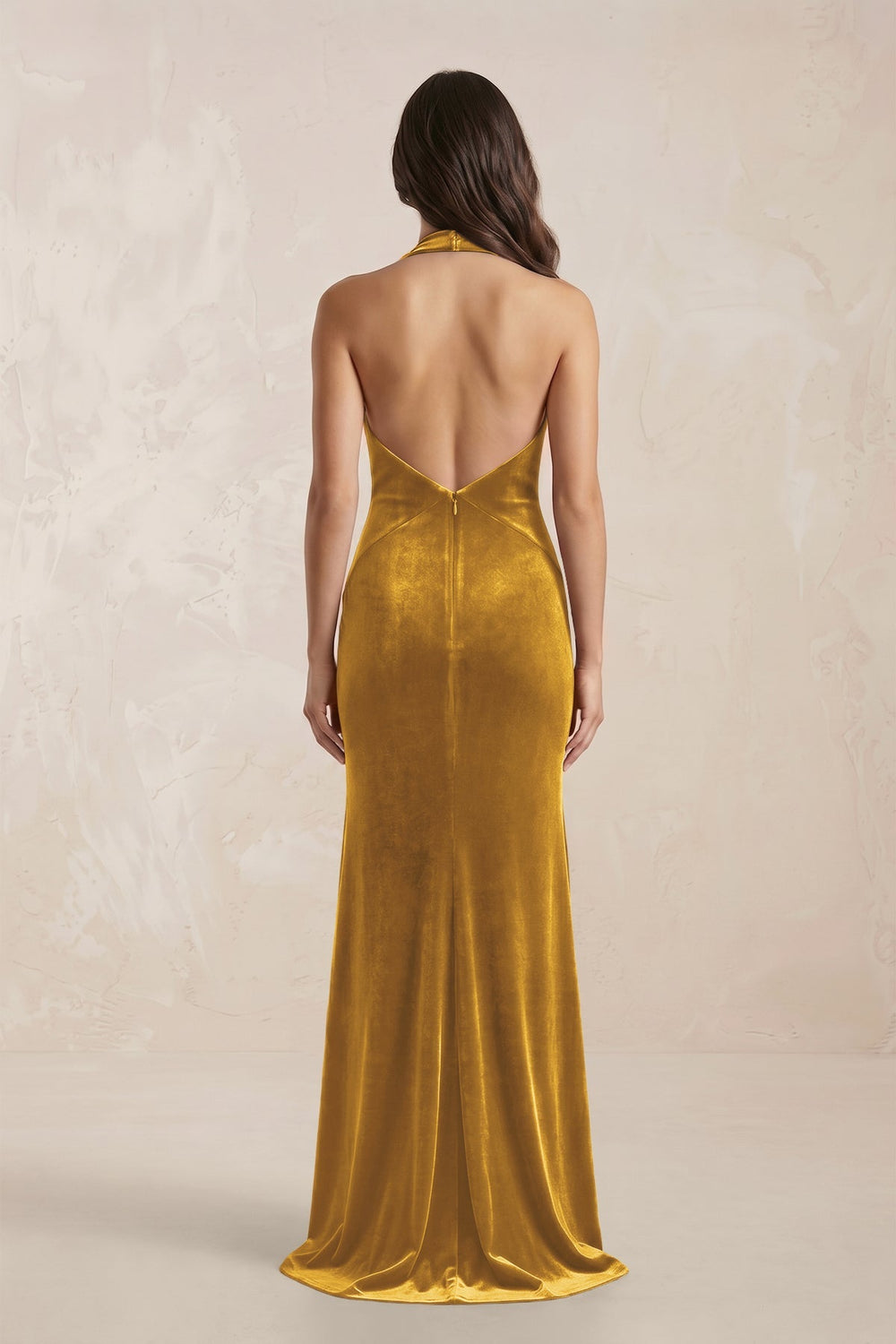 Sheath Velvet V - Neck Bridesmaid Dress in Marigold - KISS BRIDAL Bridesmaid Dresses
