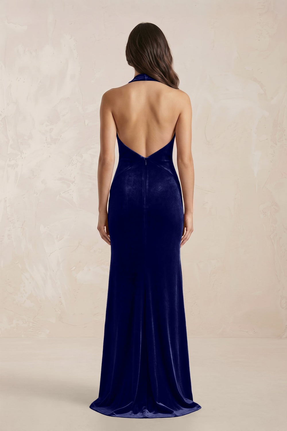 Sheath Velvet V - Neck Bridesmaid Dress in Navy - KISS BRIDAL Bridesmaid Dresses