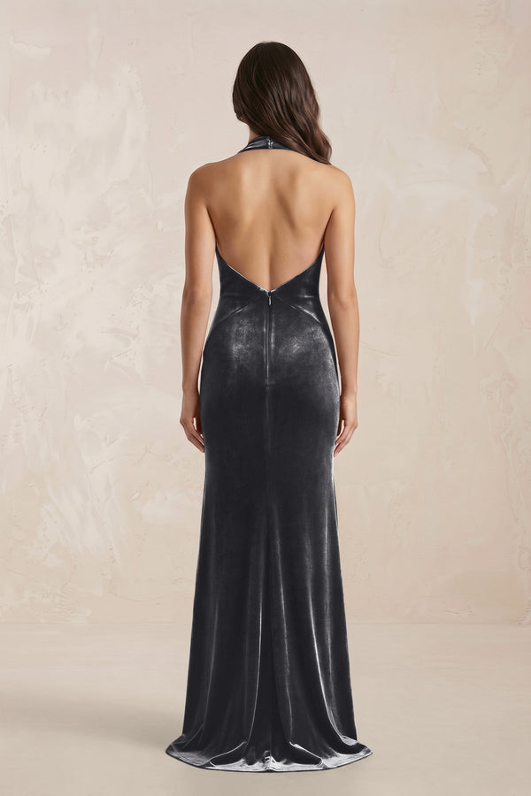 Sheath Velvet V - Neck Bridesmaid Dress in Neptune - KISS BRIDAL Bridesmaid Dresses