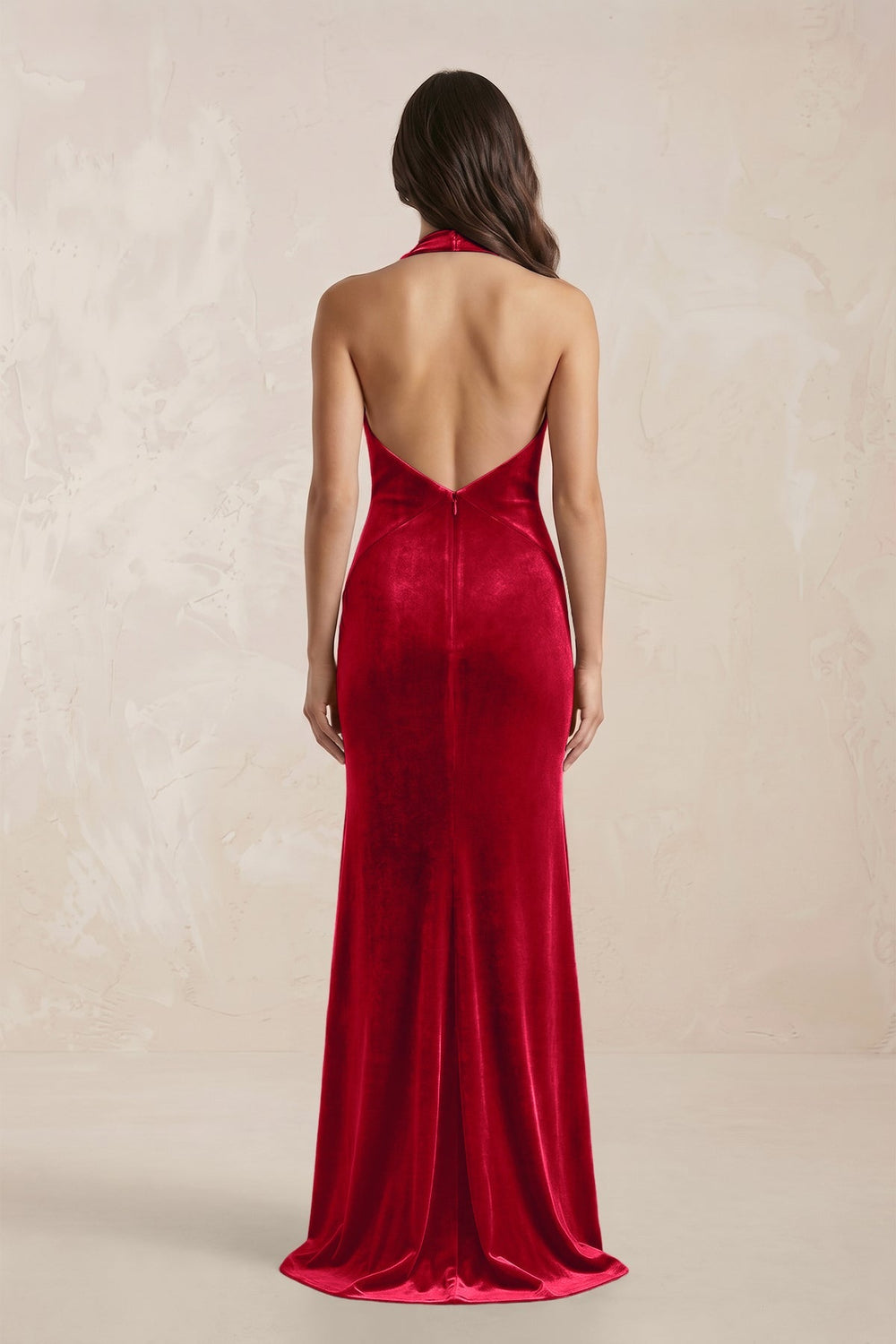 Sheath Velvet V - Neck Bridesmaid Dress in Spice - KISS BRIDAL Bridesmaid Dresses