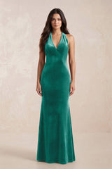 Sheath Velvet V - Neck Bridesmaid Dress in Turquoise - KISS BRIDAL Bridesmaid Dresses