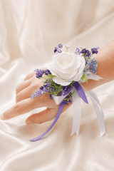 Silk Artificial Lavender Roses Wedding Wrist Corsage in Purple - KISS BRIDAL Accessories
