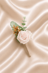 Silk Roses Artificial Wedding Bridesmaid Boutonniere in Pink - KISS BRIDAL Accessories