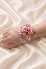 Silk Roses Artificial Wedding Bridesmaid Wrist Corsage in Pink - KISS BRIDAL Accessories