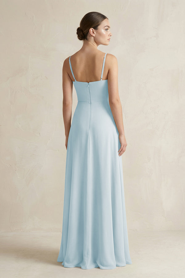 Sky Blue A-Line Chiffon Spaghetti Strap Bridesmaid Dress (2) | KISSBRIDAL