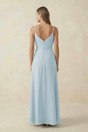 Sky Blue Cami Strap A-Line Chiffon Bridesmaid Dress (2) | KISSBRIDAL