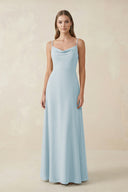 Sky Blue Cami Strap A-Line Chiffon Bridesmaid Dress | KISSBRIDAL