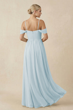 Sky Blue Off-the-Shoulder Sweetheart A-Line Chiffon Bridesmaid Dress (2) | KISSBRIDAL