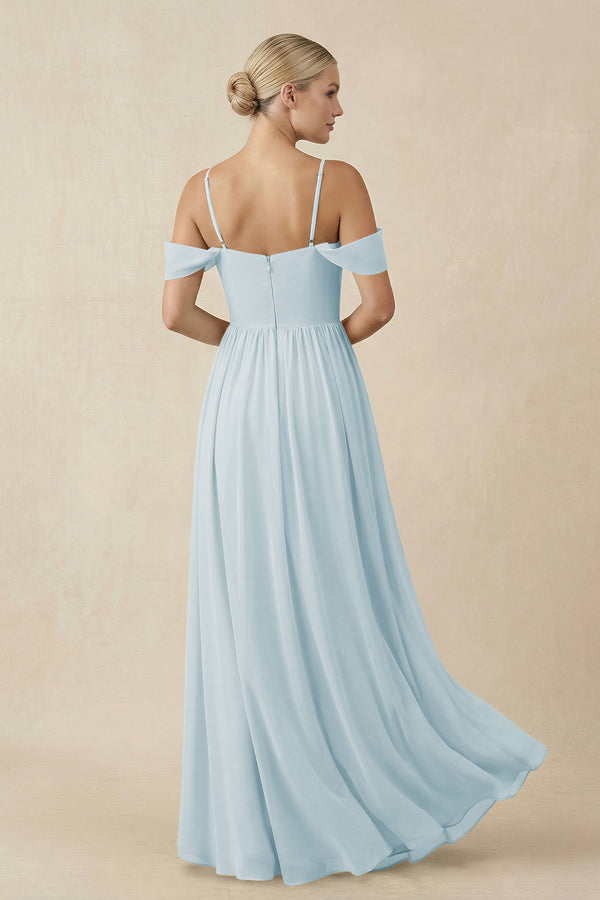 Sky Blue Off-the-Shoulder Sweetheart A-Line Chiffon Bridesmaid Dress (2) | KISSBRIDAL