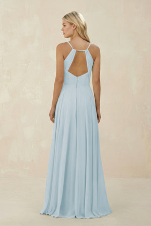 Sky Blue Spaghetti Strap A-Line Chiffon Bridesmaid Dress (2) | KISSBRIDAL