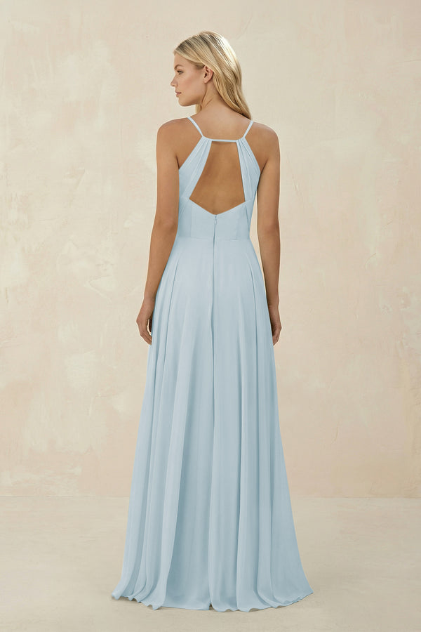 Sky Blue Spaghetti Strap A-Line Chiffon Bridesmaid Dress (2) | KISSBRIDAL