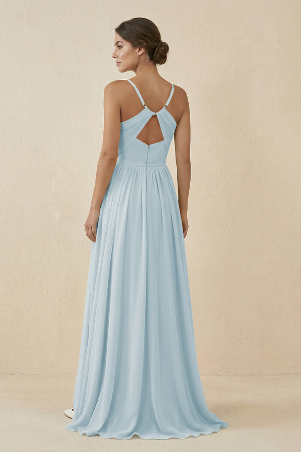 Sky Blue Sweetheart A-Line Chiffon Bridesmaid Dress (2) | KISSBRIDAL
