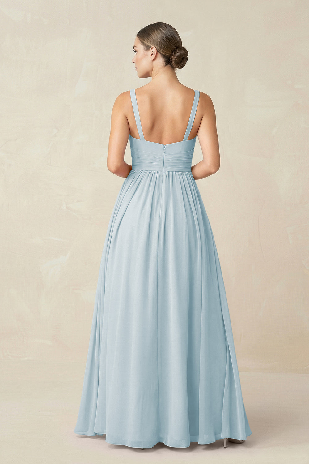 Sweetheart A-Line Chiffon Bridesmaid Dress with Slit in Sky Blue