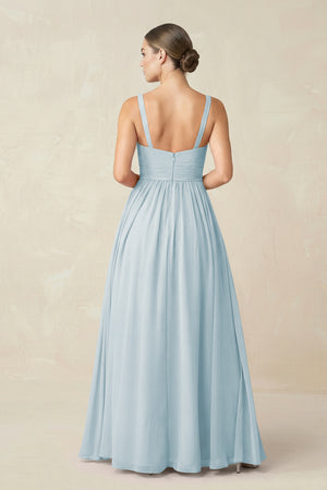 Sky Blue Sweetheart A-Line Chiffon Bridesmaid Dress with Slit in Sky Blue (2) | KISSBRIDAL