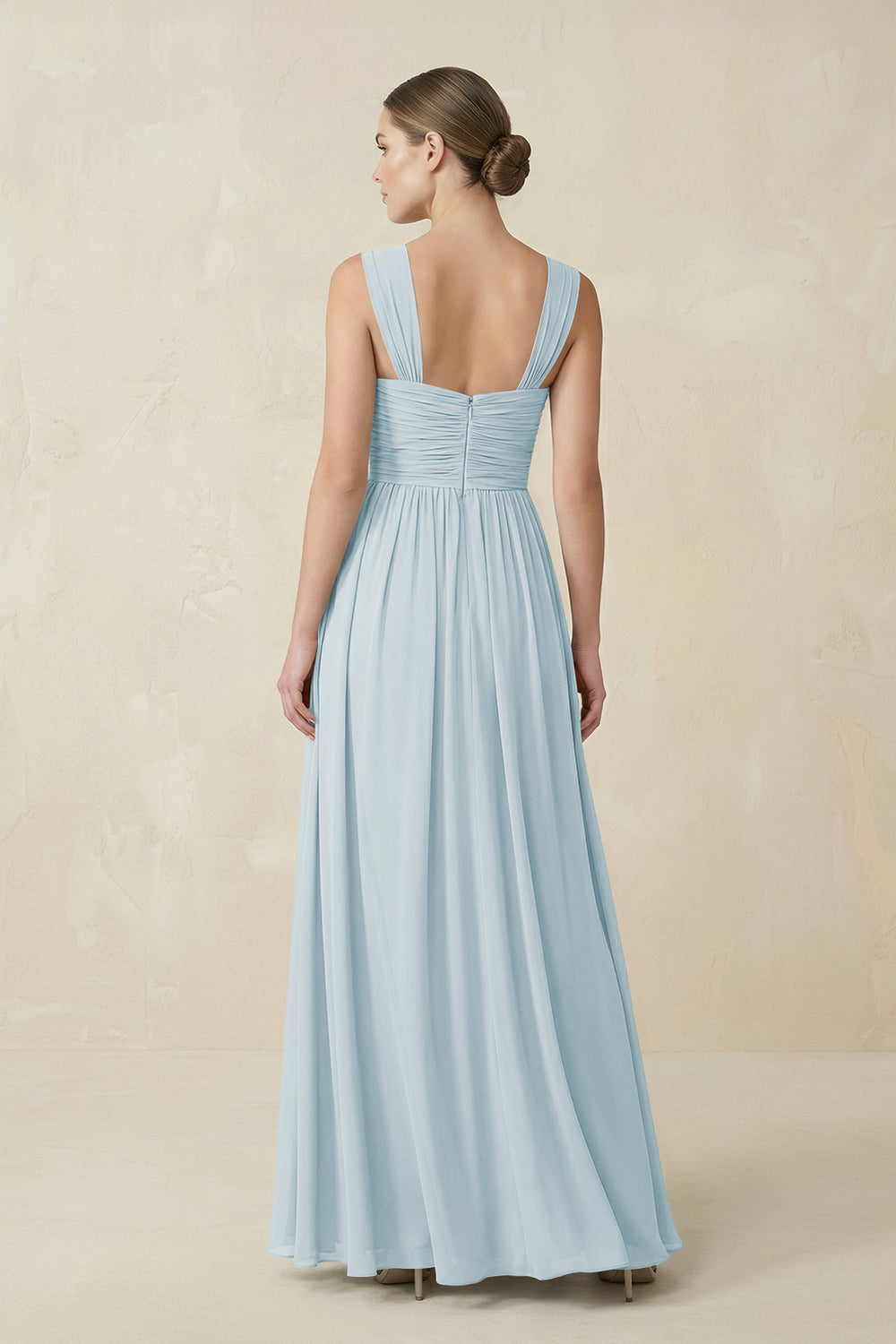 Sweetheart Pleated Chiffon A-Line Bridesmaid Dress in Sky Blue