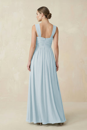 Sky Blue Sweetheart Pleated Chiffon A-Line Bridesmaid Dress (2) | KISSBRIDAL