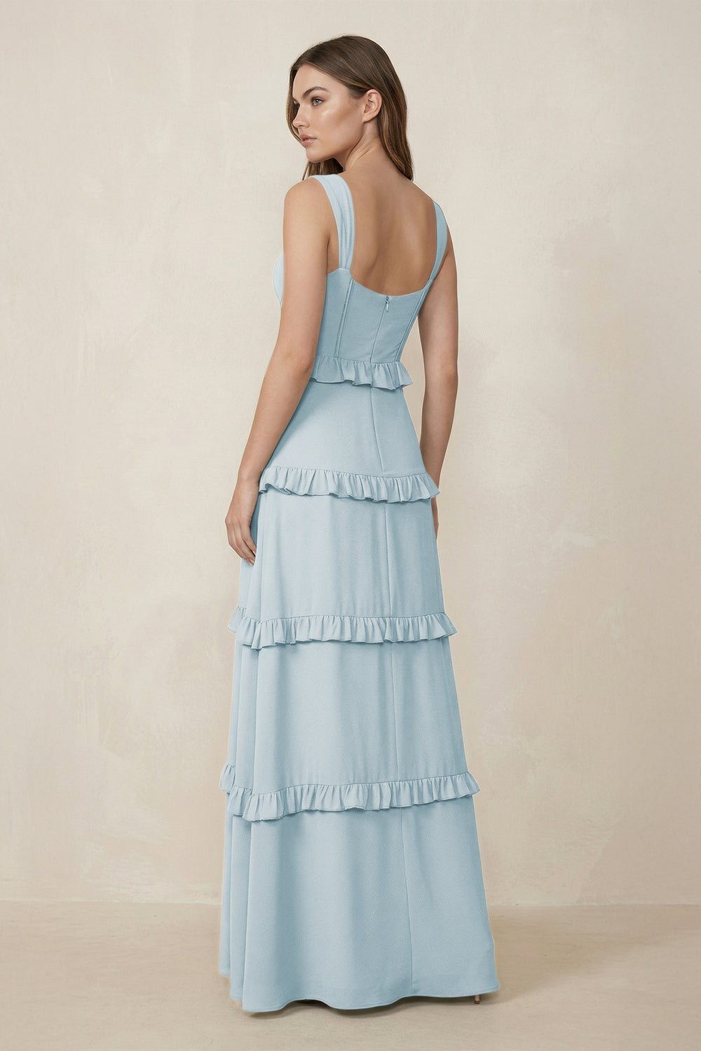 Sweetheart Tiered A-Line Chiffon Bridesmaid Dress in Sky Blue