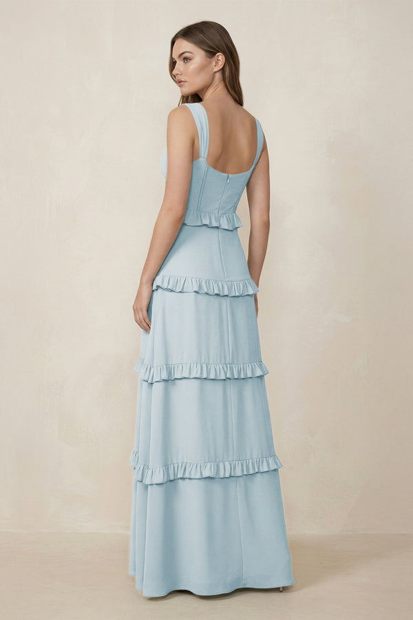 Sky Blue Sweetheart Tiered A-Line Chiffon Bridesmaid Dress (2) | KISSBRIDAL