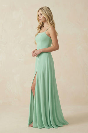 Spaghetti Strap A - Line Chiffon Bridesmaid Dress - SHE IS ME Bridesmaid Dresses