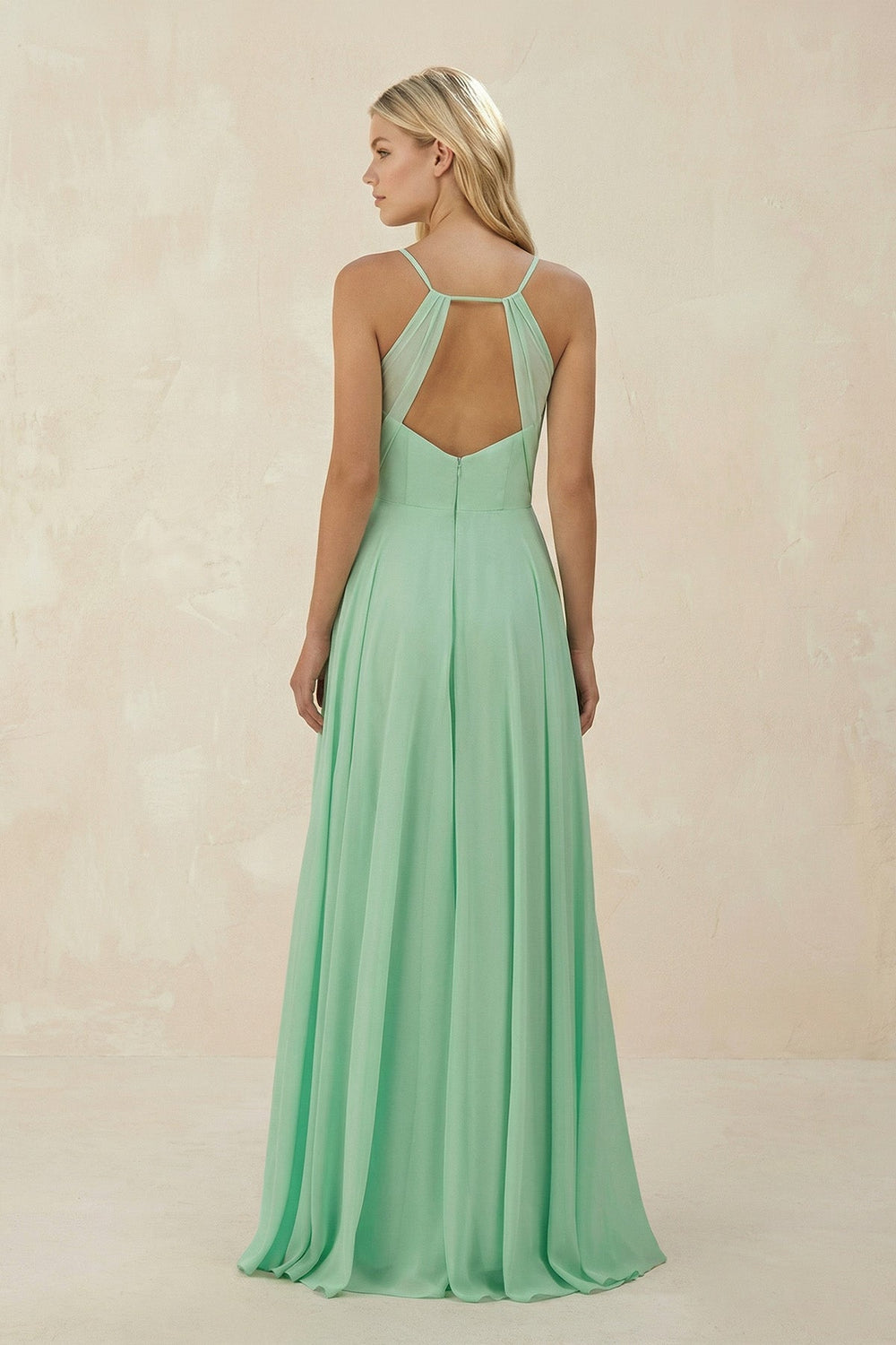 Spaghetti Strap A - Line Chiffon Bridesmaid Dress - SHE IS ME Bridesmaid Dresses