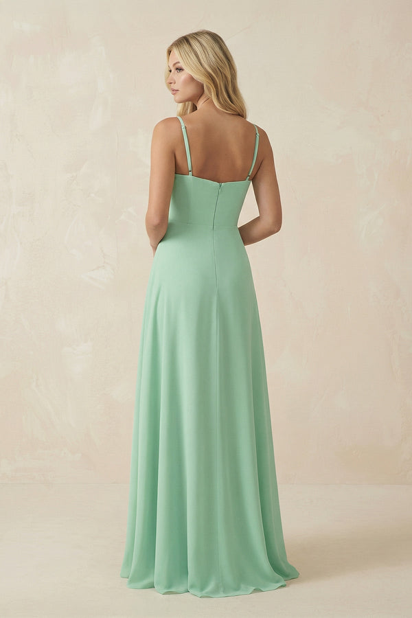 Spaghetti Strap A - Line Chiffon Bridesmaid Dress - SHE IS ME Bridesmaid Dresses