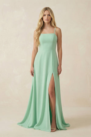 Spaghetti Strap A - Line Chiffon Bridesmaid Dress - SHE IS ME Bridesmaid Dresses