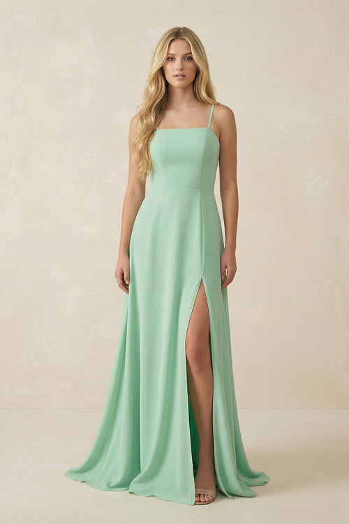 Spaghetti Strap A - Line Chiffon Bridesmaid Dress - SHE IS ME Bridesmaid Dresses