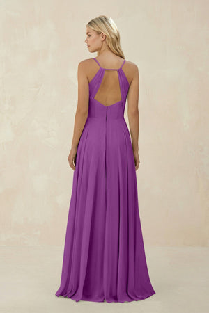 Spaghetti Strap A - Line Chiffon Bridesmaid Dress in Amethyst - KISS BRIDAL Bridesmaid Dresses
