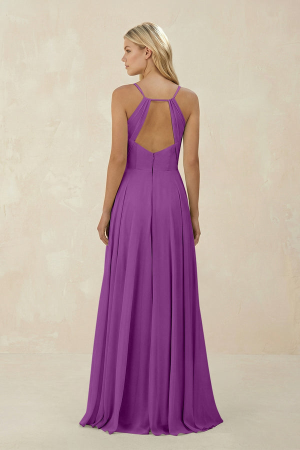 Spaghetti Strap A - Line Chiffon Bridesmaid Dress in Amethyst - KISS BRIDAL Bridesmaid Dresses