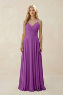 Spaghetti Strap A - Line Chiffon Bridesmaid Dress in Amethyst - KISS BRIDAL Bridesmaid Dresses